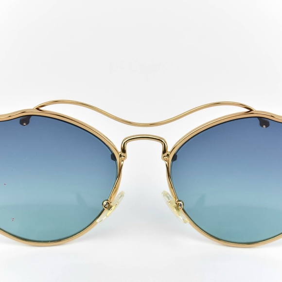 MIU MIU Gold Metal & Logo Gradient Sunglasses (q) - Picture 8 of 8